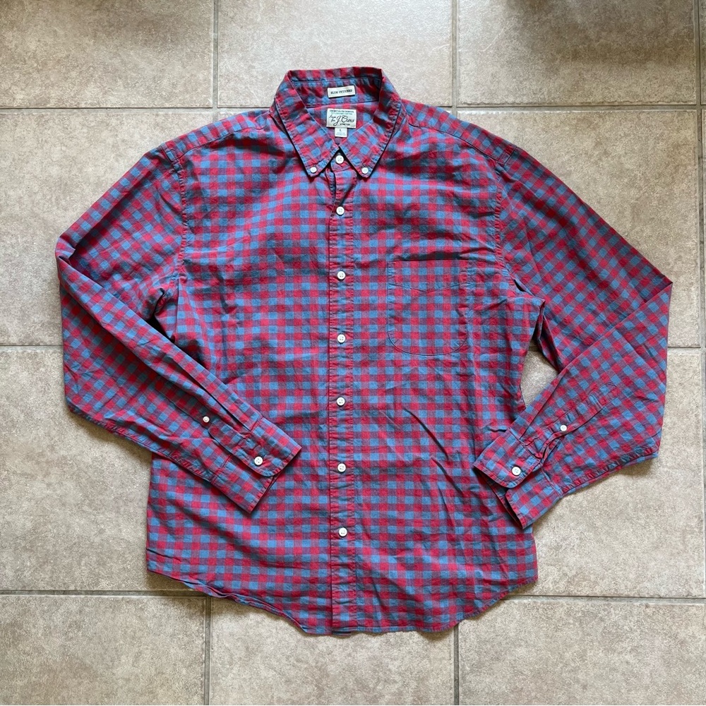 J. Crew Slim Untucked Secret Wash Cotton Poplin Shirt with Point Collar